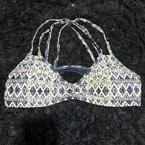 Blue and White Patterned Bikini Top